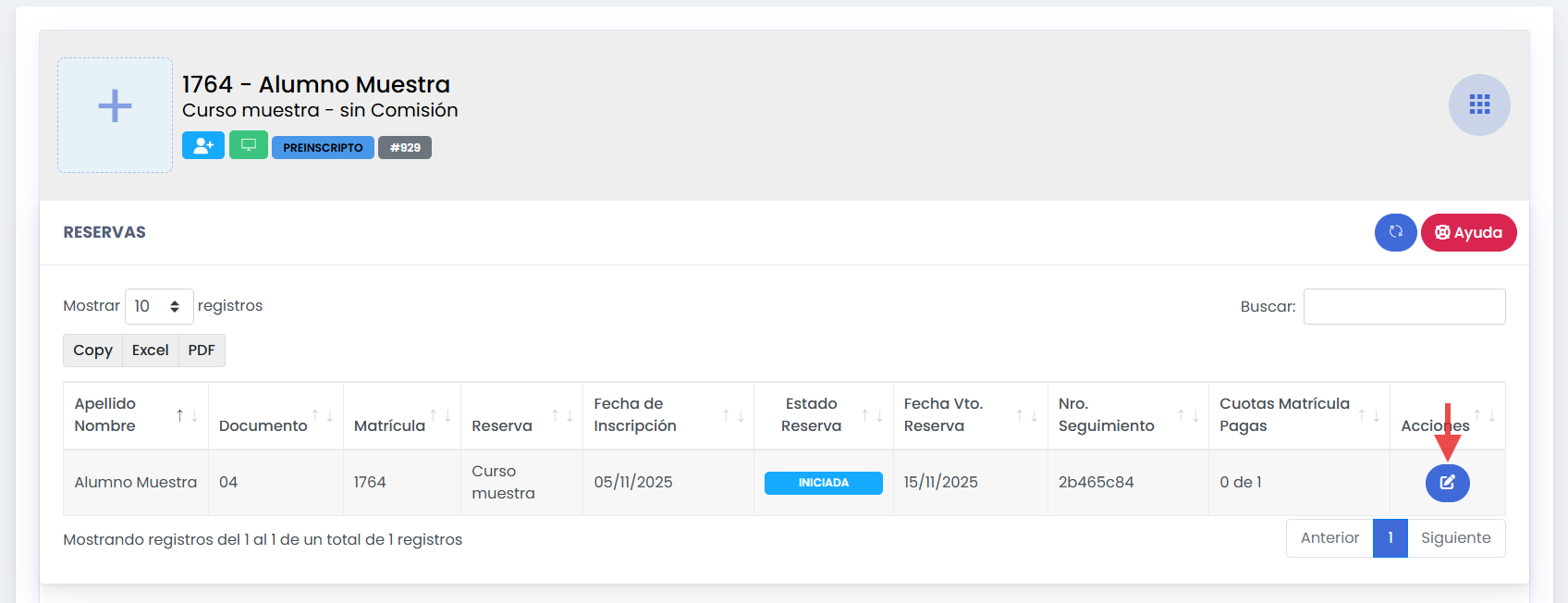 Editá la reserva
