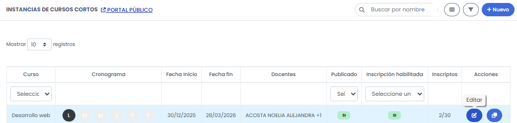 Editá la instancia