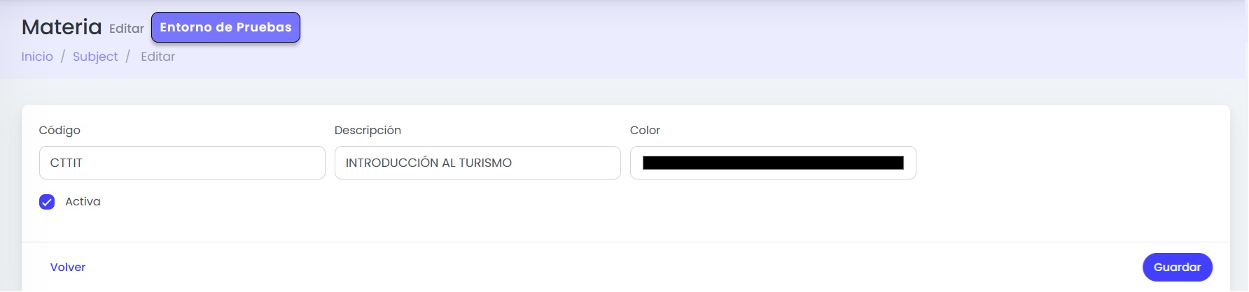 ¿Cómo editar nombre y código de una materia? — Editar una materia