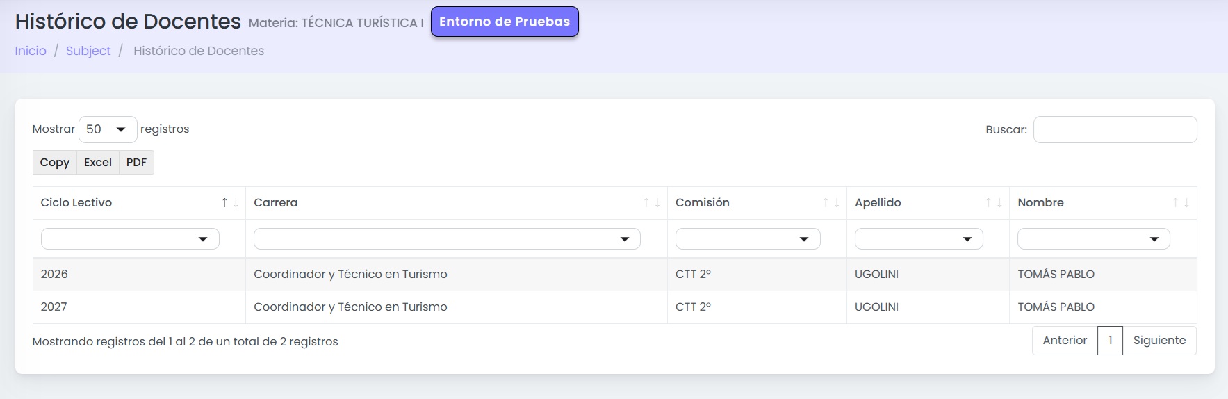 ¿Cómo editar nombre y código de una materia? — Visualizar materias