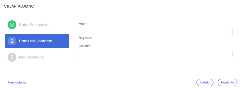 ¿Cómo dar de alta un alumno en Quinttos? — Completar los datos de contacto