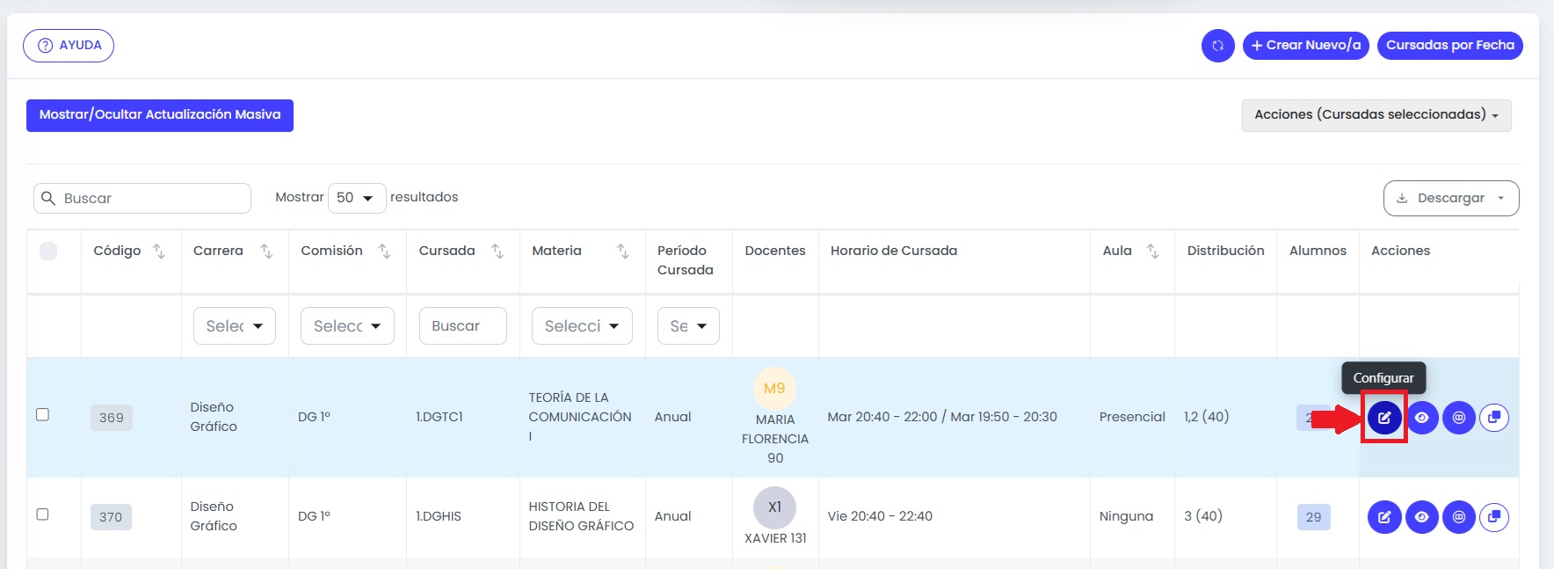 ¿Cómo asignar docentes a una cursada? — Asignar docentes desde configuración de cursadas