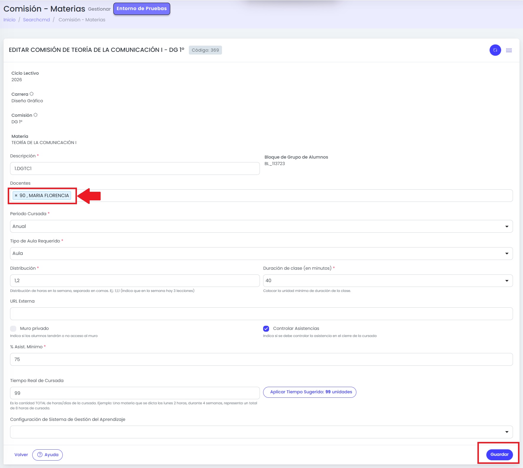 ¿Cómo asignar docentes a una cursada? — Asignar docentes desde configuración de cursadas