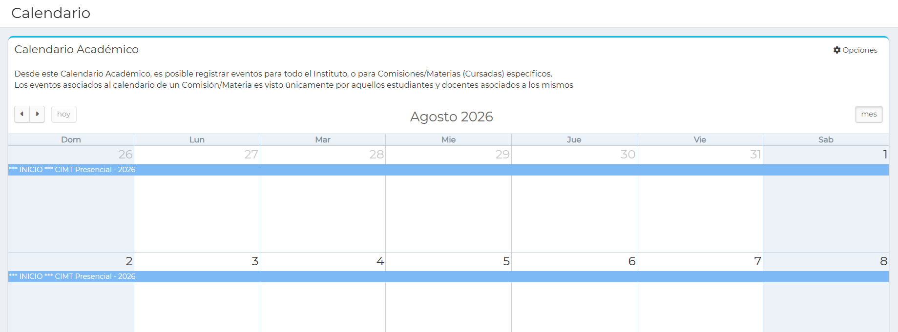 Calendario renovado
