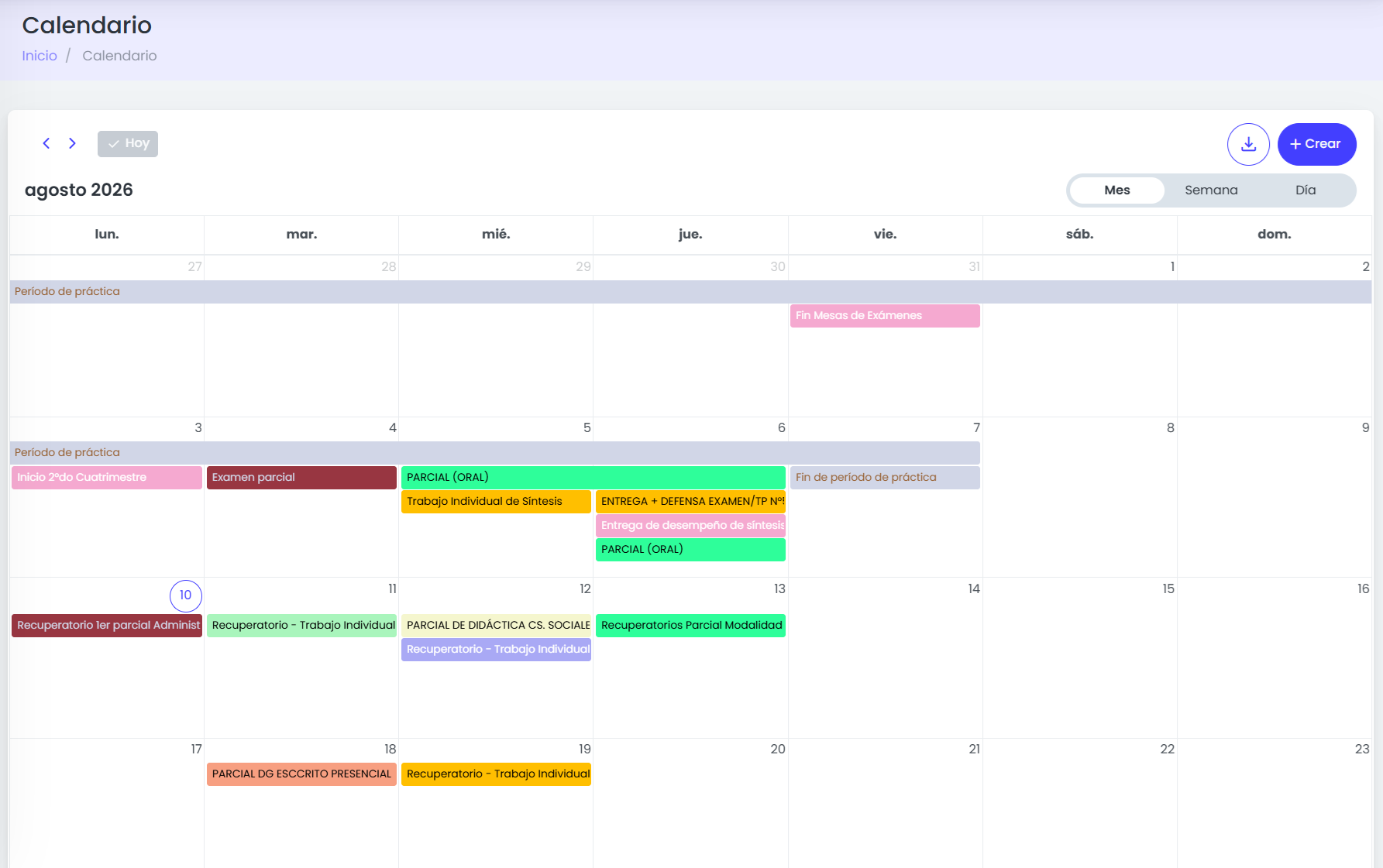 Calendario renovado