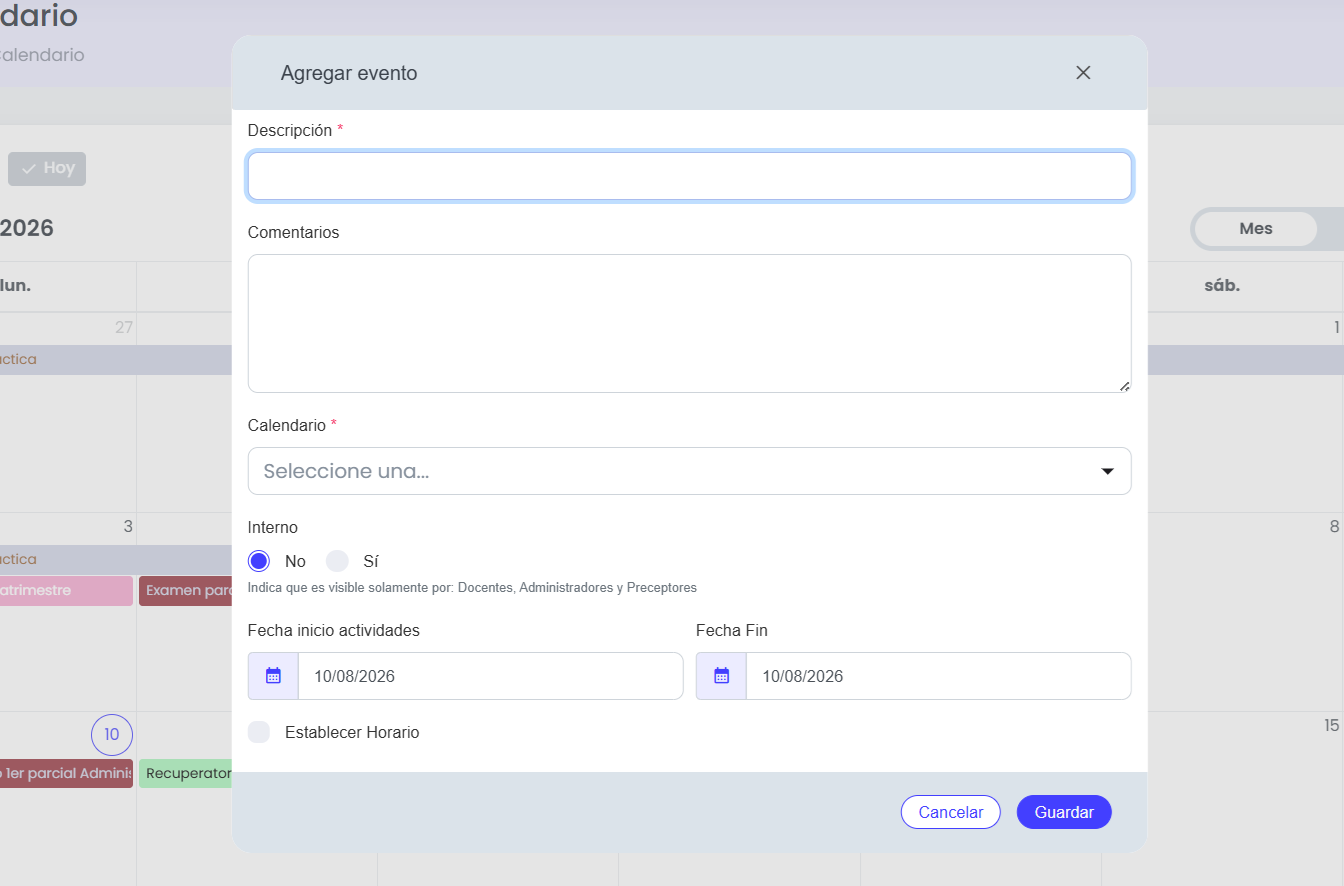 Calendario renovado — Creá y agendá eventos