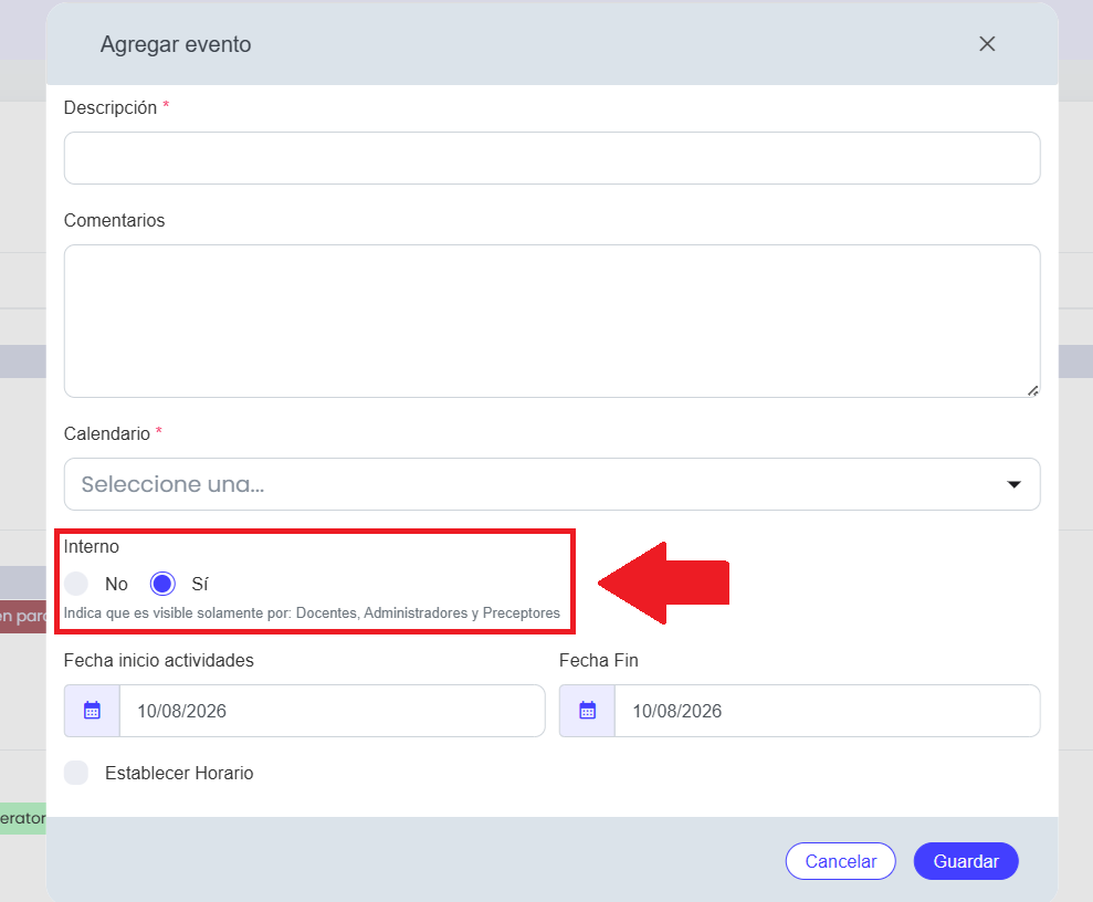 Calendario renovado — Agendá fechas de circulación interna