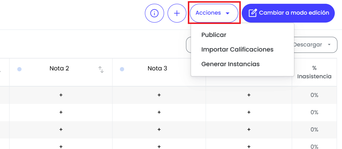 Calificaciones: una gestión más simple — Accedé a las principales acciones
