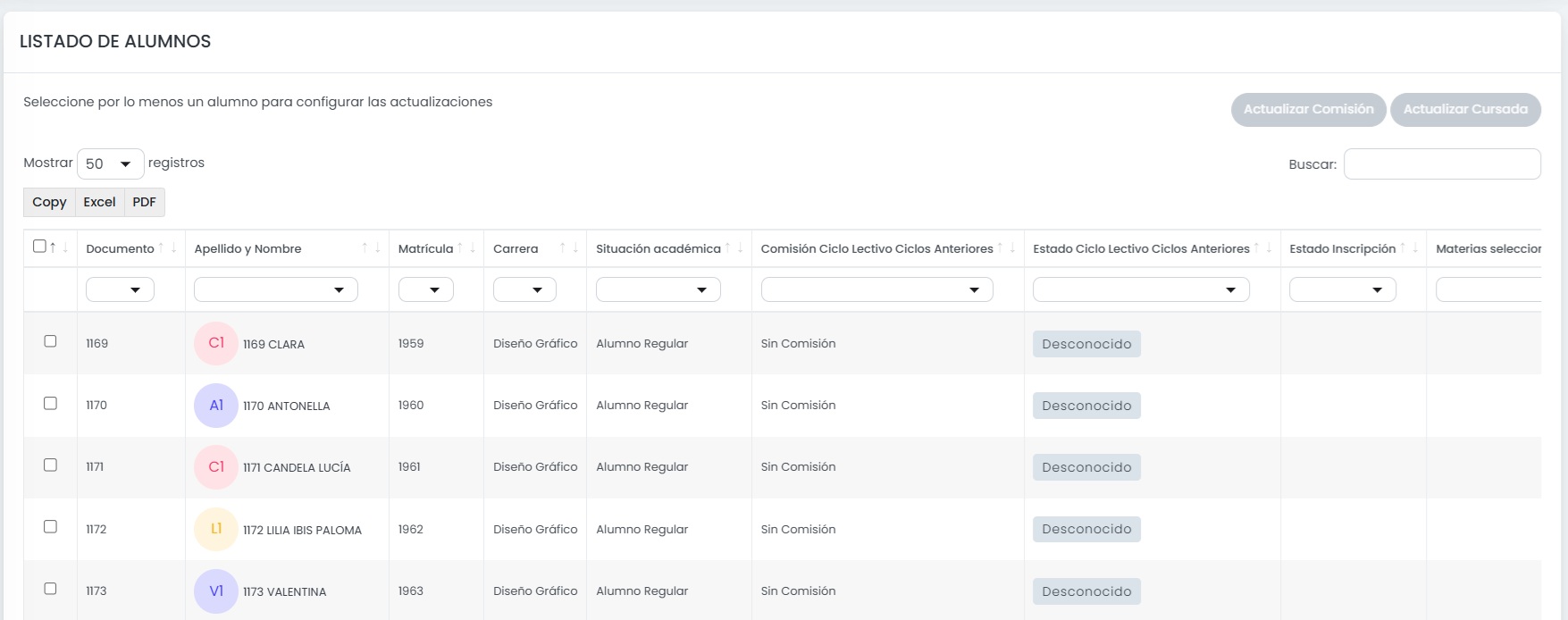 ¿Cómo agregar estudiantes a comisiones/cursos de forma masiva? — Visualizar los resultados