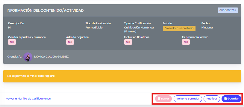 ¿Cómo editar calificaciones como administrador? — Cambiar el estado de las evaluaciones - opción 2