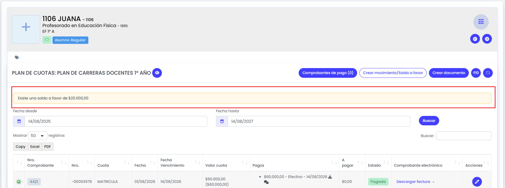 ¿Cómo generar un saldo a favor? — Verificá el importe disponible