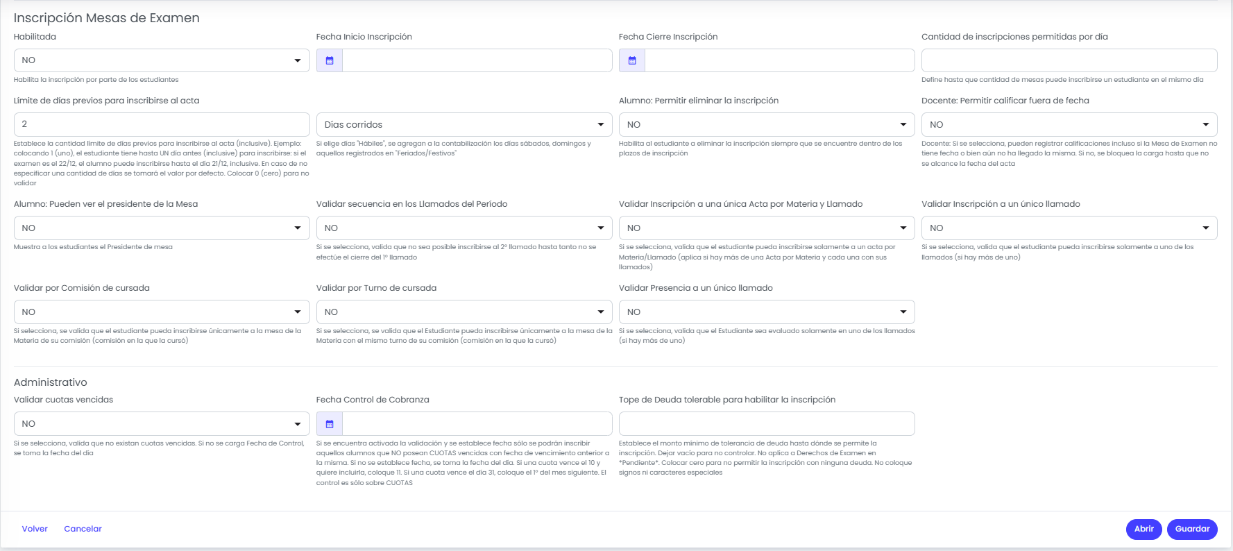 ¿Cómo configurar períodos de mesas de examen? — Configurar fechas de mesa de examen