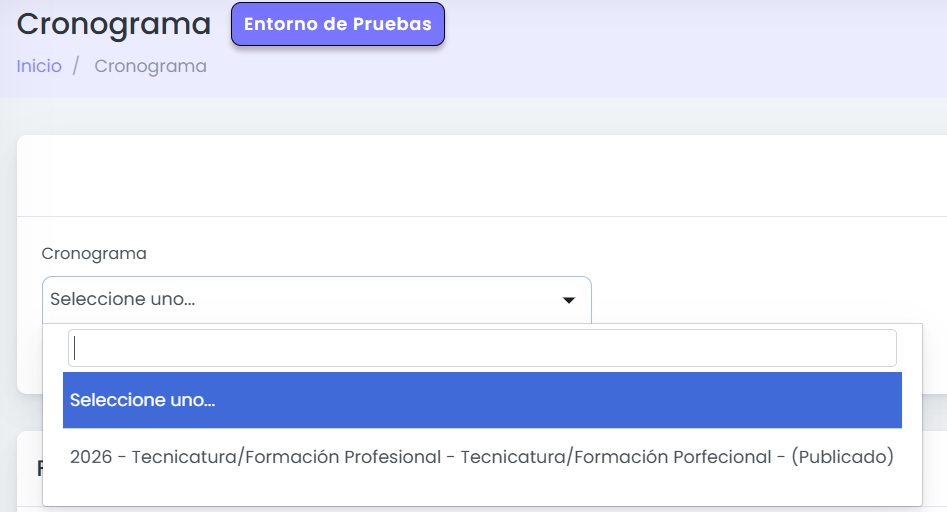 ¿Cómo veo mi cronograma semanal? — Seleccionar carrera o nivel (si corresponde)