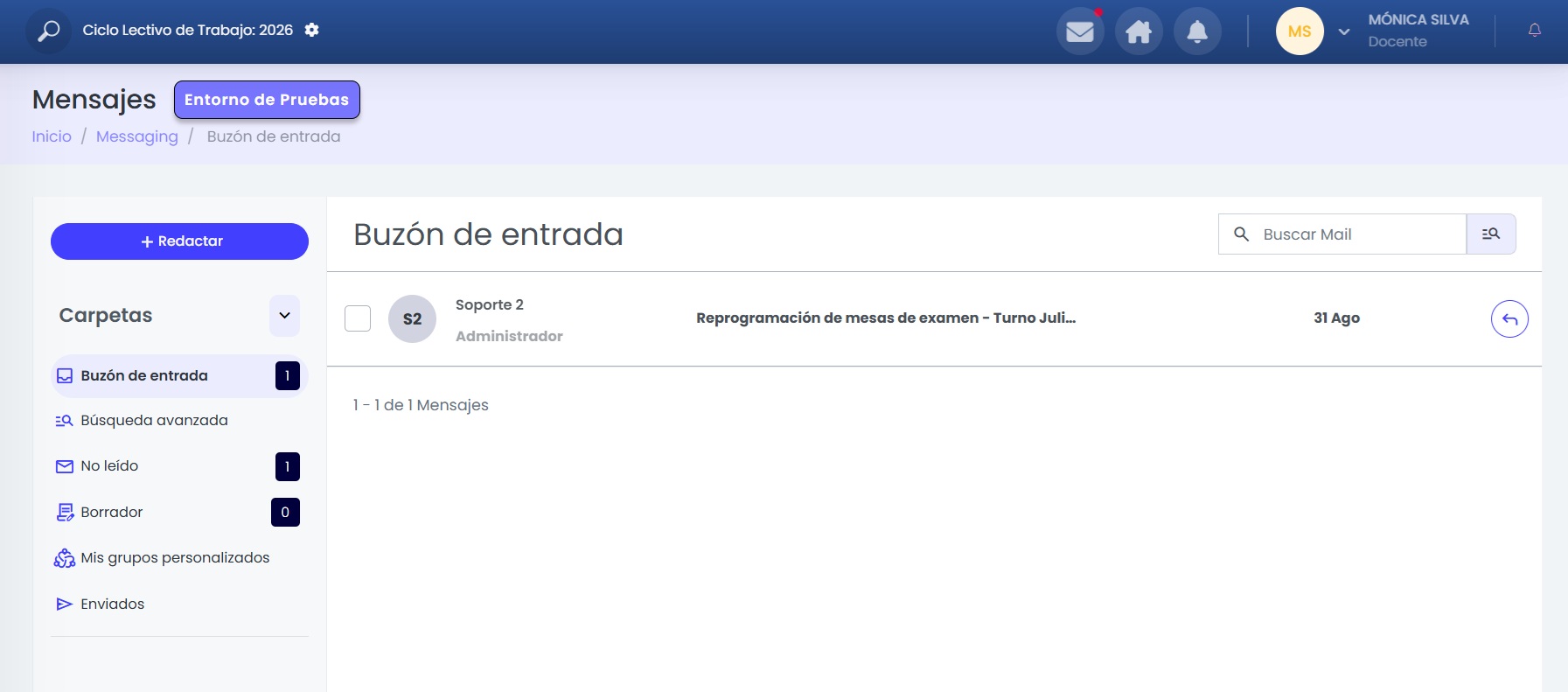 ¿Cómo funciona la mensajería institucional? — Reconocer el buzón de mensajes