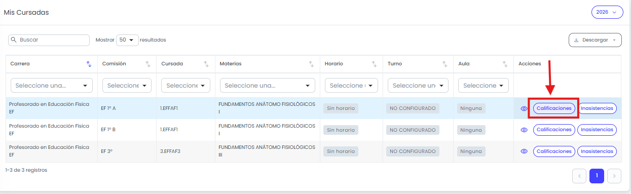¿Cómo creo instancias para cargar calificaciones? — Acceder a Calificaciones desde la cursada