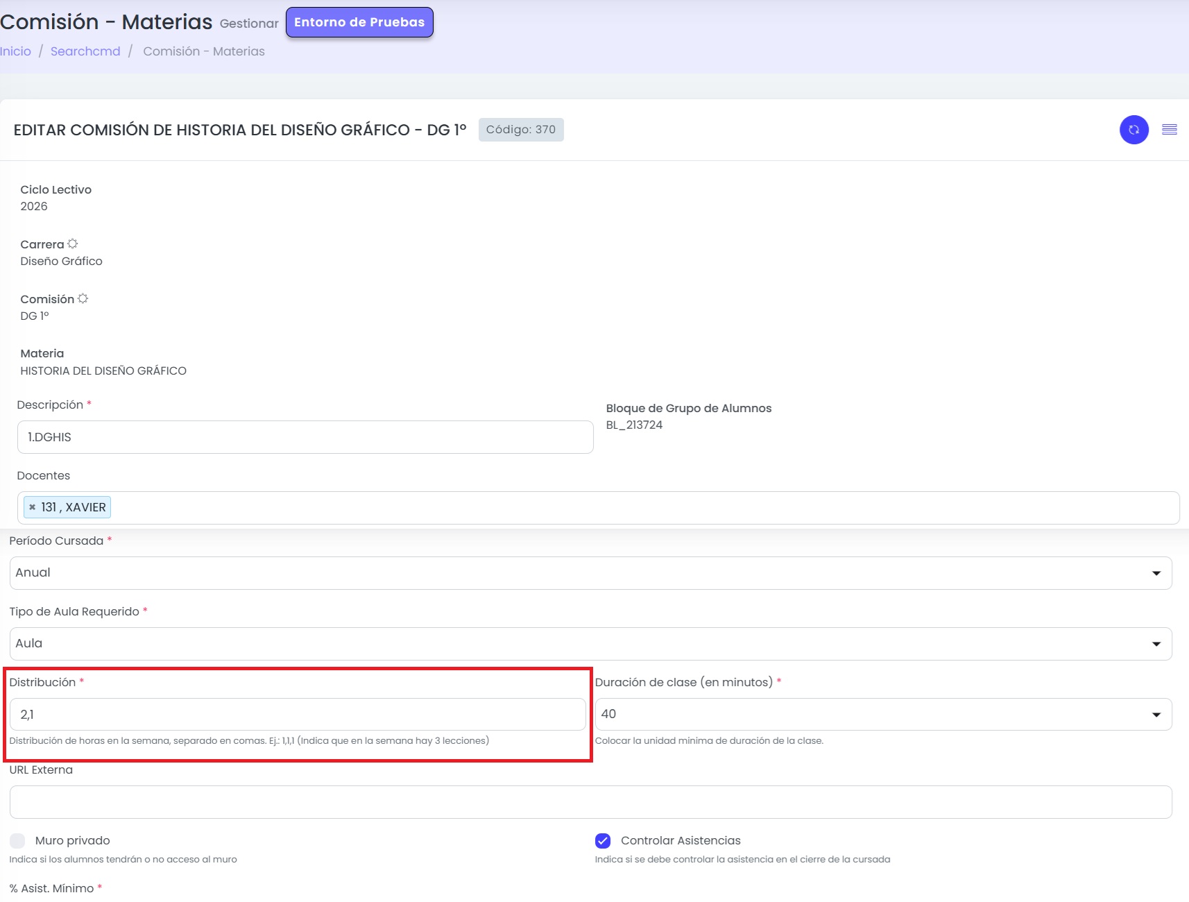 ¿Cómo configurar la distribución semanal de una cursada? — Establecé la distribución semanal.
