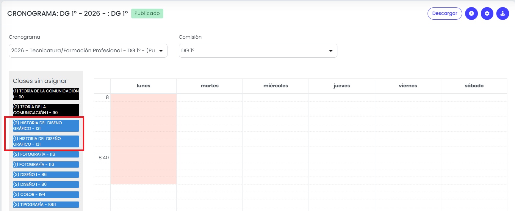 ¿Cómo configurar la distribución semanal de una cursada? — Distribuí las horas en el cronograma