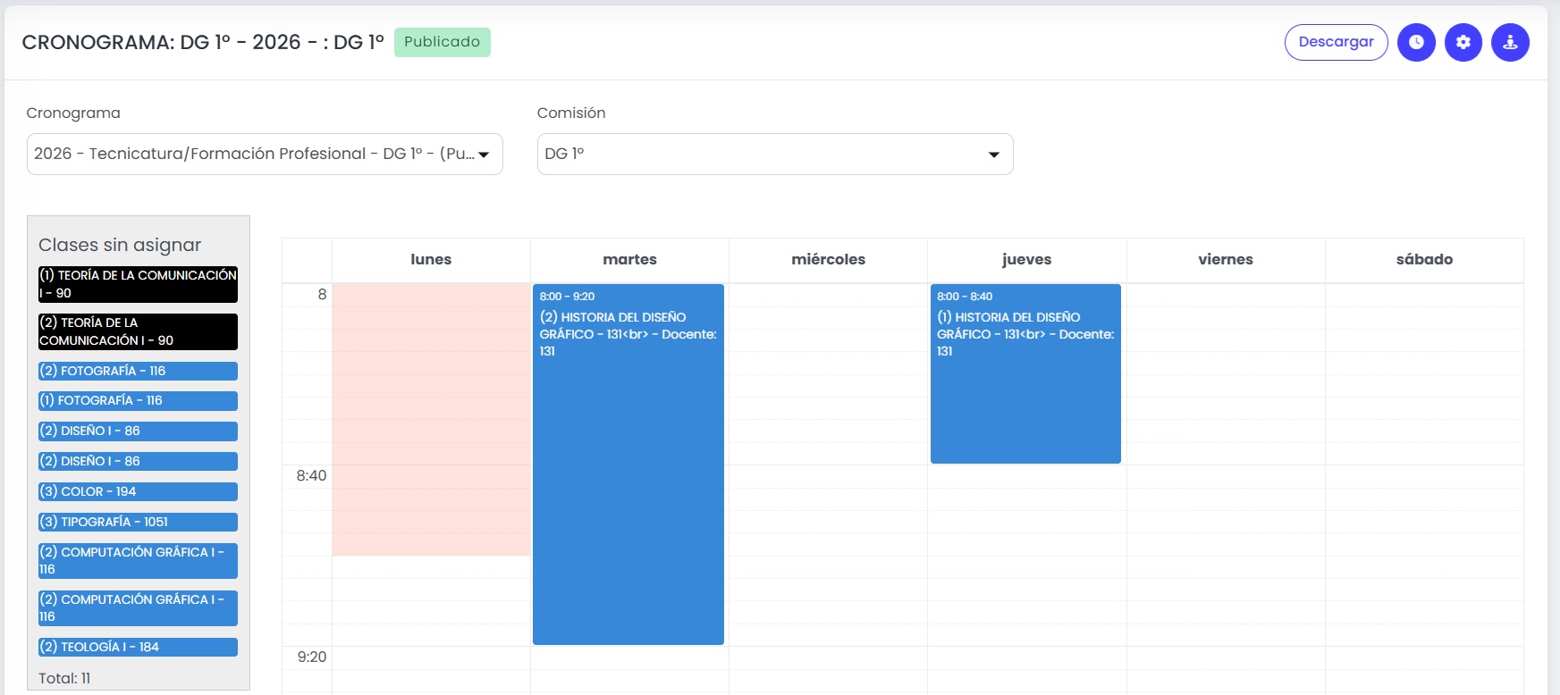 ¿Cómo configurar la distribución semanal de una cursada? — Distribuí las horas en el cronograma