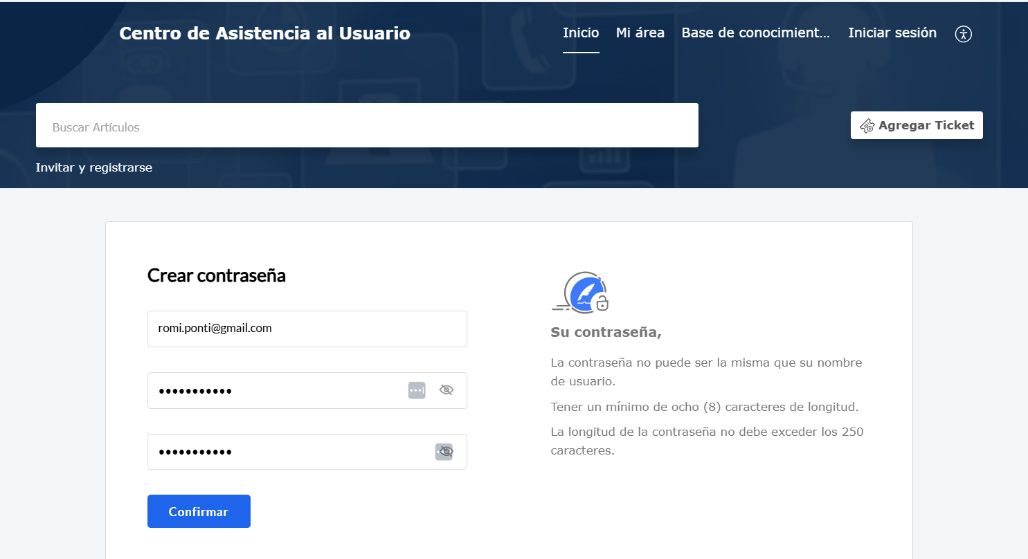 Restablecé tu contraseña en tu primer acceso
