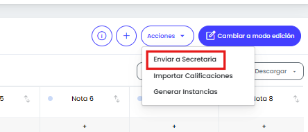 Envío a Secretaría desde el menú Acciones