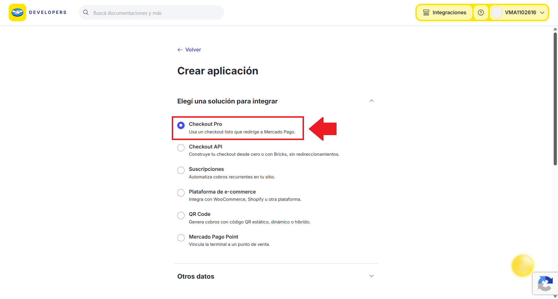 Seleccioná Checkout Pro